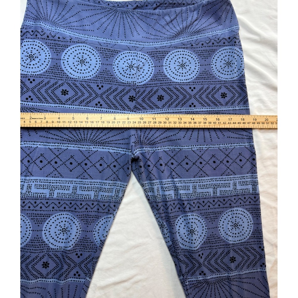 LuLaRoe Leggings Bundle Tall & Curvy TC Floral Geometric Blue Teal 2 Pack - Picture 3 of 14